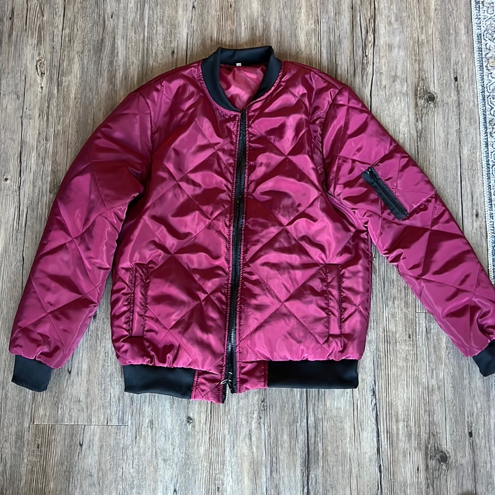 Wine Colored Bomber Jacket